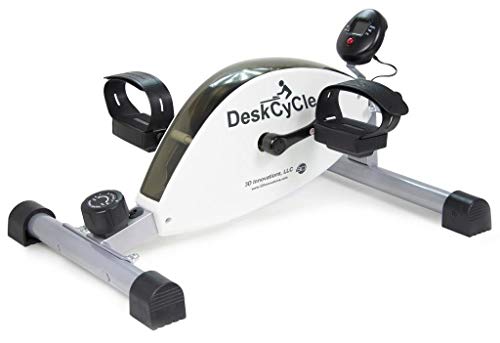 DeskCycle de MagneTrainer - Mini vélo d'exercice pour maison ou bureau - blanc et argent
